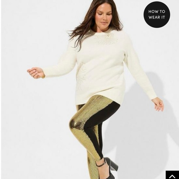 Torrid BNWT Black Gold Sequence Leggings - Picture 9 of 10